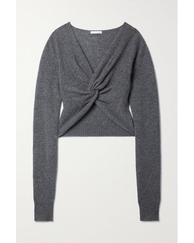 Skin Pricila Cropped Twisted Cashmere Sweater - Grey