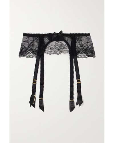 Naomi lace and stretch-silk satin suspender belt