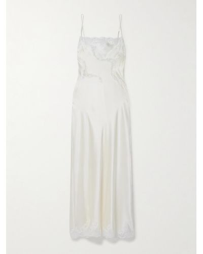 Carine Gilson Lace-trimmed Silk-satin Nightdress - White