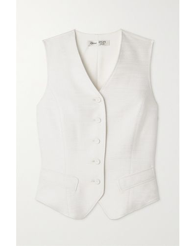 Chloé + Atelier Jolie Textured-silk Vest - White