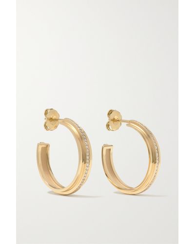 Azlee Staircase 18-karat Gold Diamond Hoop Earrings - Metallic