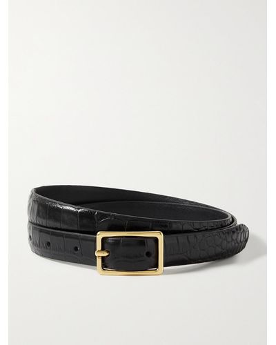 Anderson's Croc-effect Leather Belt - Black