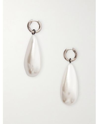 Balenciaga Palazzo Silver-tone Faux Pearl Earrings - Natural