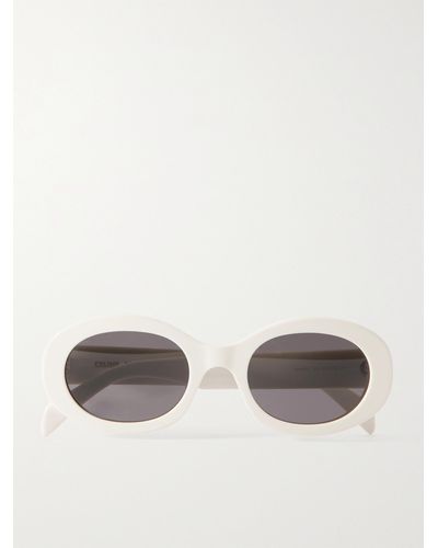 Celine Triomphe Oval-frame Acetate Sunglasses - White