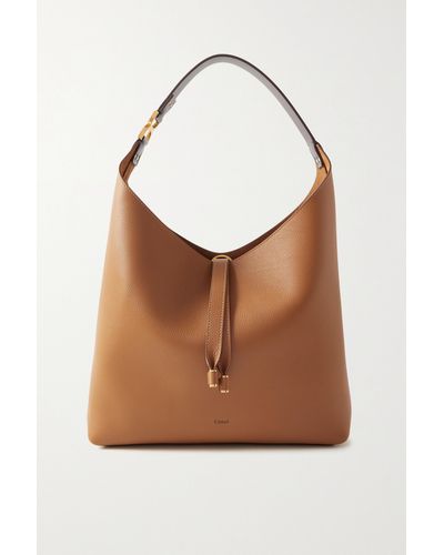 Chloé + Net Sustain Marcie Two-tone Textured-leather Shoulder Bag - Brown
