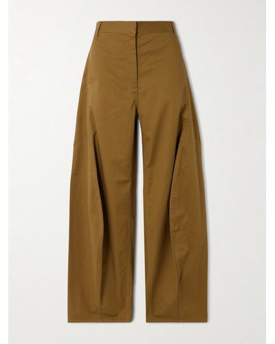 Tibi Chino Sid Cotton-blend Twill Wide-leg Pants - Natural