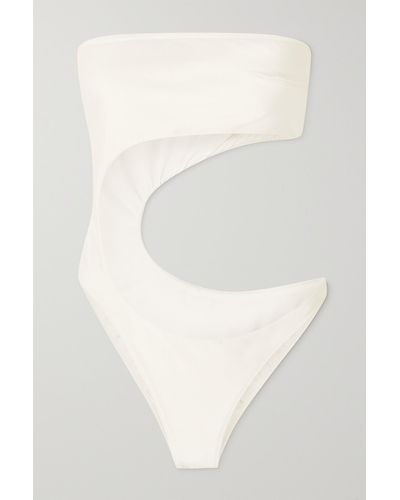 Cult Gaia Bisa Cutout Strapless Swimsuit - White