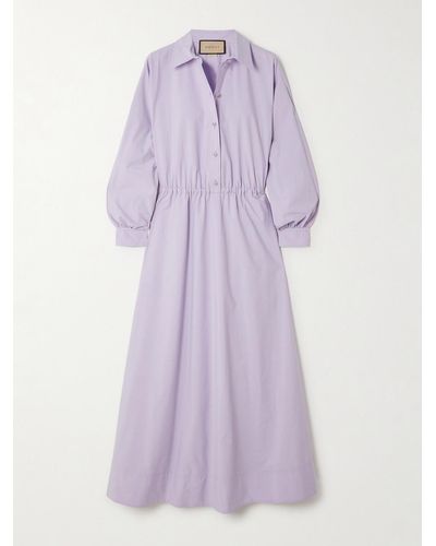 Gucci Cotton-poplin Maxi Shirt Dress - Purple