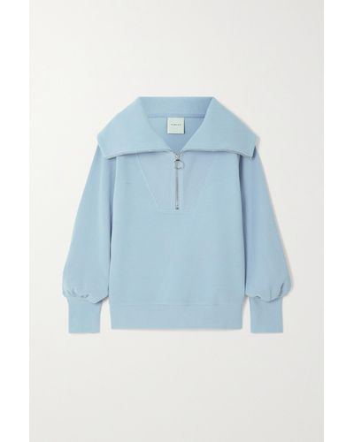Varley Vine Ribbed Cotton-blend Jersey Sweatshirt - Blue