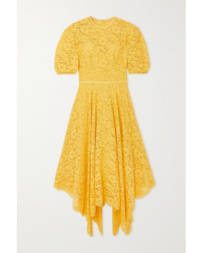 Costarellos Julane Asymmetric Lace Dress - Yellow