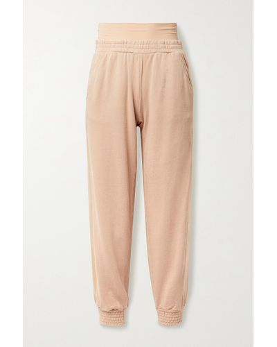 Alice + Olivia Rio Layered Striped Cotton-jersey Track Pants - Natural