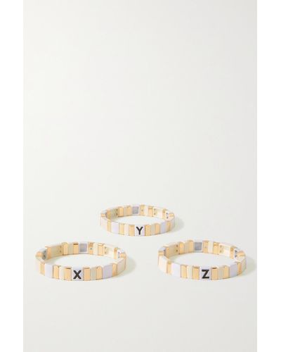 Roxanne Assoulin Neutral Alphabet Soup Enamel And Gold-tone Bracelet - White