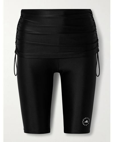 adidas By Stella McCartney Truepurpose Layered Stretch Recycled-jersey Shorts - Black