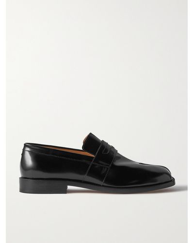 Maison Margiela Tabi Split-toe Glossed-leather Loafers - Black