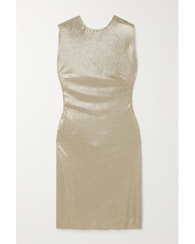 Ralph Lauren Collection Donelle Crystal-embellished Metallic Jersey Dress - Natural