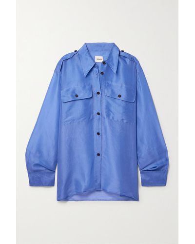 Khaite Missa Oversized Silk-organza Shirt - Blue