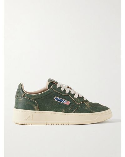 Autry Medalist Low Textured-leather Sneakers - Green
