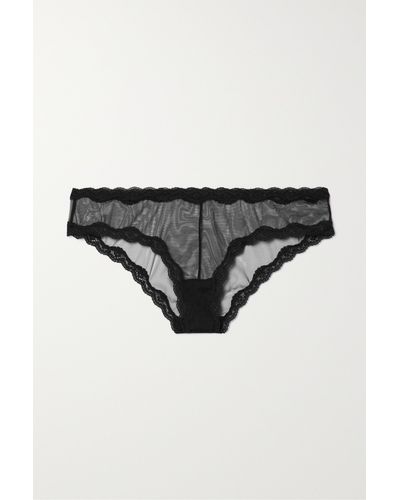 Fleur du Mal Lace-trimmed Tulle Briefs - Black