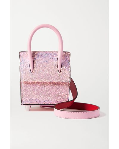 Christian Louboutin Paloma Nano Crystal-embellished Suede, Leather And Rubber Shoulder Bag - Pink