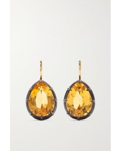 Fred Leighton Collection 18-karat Gold, Sterling Silver And Citrine Earrings - Metallic