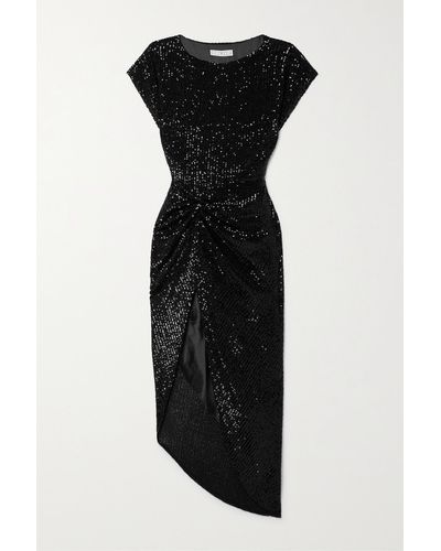 In the mood for love Bercot Asymmetric Sequined Tulle Midi Dress - Black