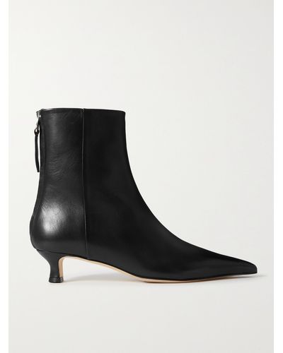Aeyde Zoe Leather Point-toe Ankle Boots - Black