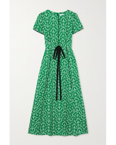 Cefinn Robe Midi En Jacquard À Imprimé Fleuri Et À Ceinture Rosie - Vert