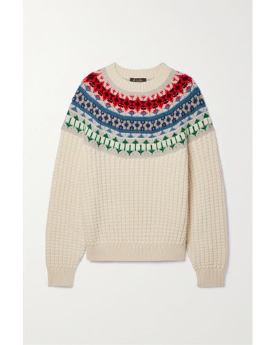 Loro Piana Noel Fair Isle Cable-knit Cashmere Jumper - Multicolour