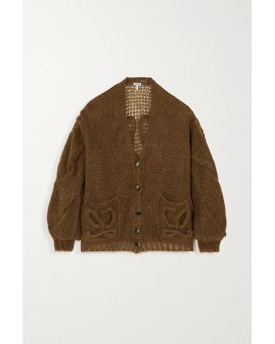 Loewe Oversized Mohair-blend Cardigan - Brown