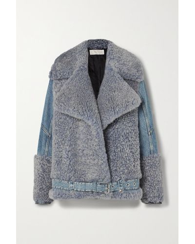 Chloé Oversized-jeansjacke Mit Shearling-besätzen - Blau