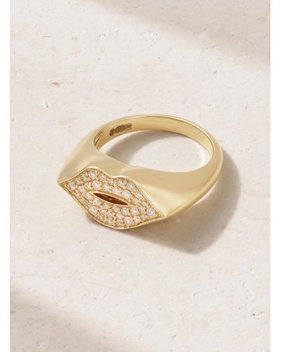 Sydney Evan Lips 14-karat Gold Diamond Signet Ring - Natural