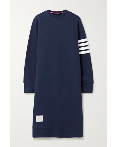Thom Browne Kleid Aus Baumwoll-jersey Mit Streifen - Blau
