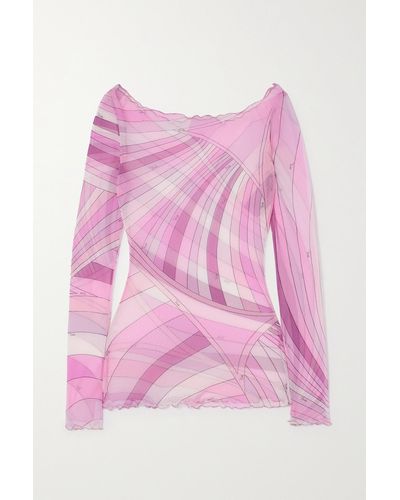 Emilio Pucci Haut En Tulle Imprimé - Rose