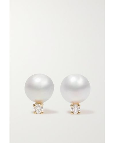 Mikimoto 18-karat Gold, Pearl And Diamond Earrings - Natural