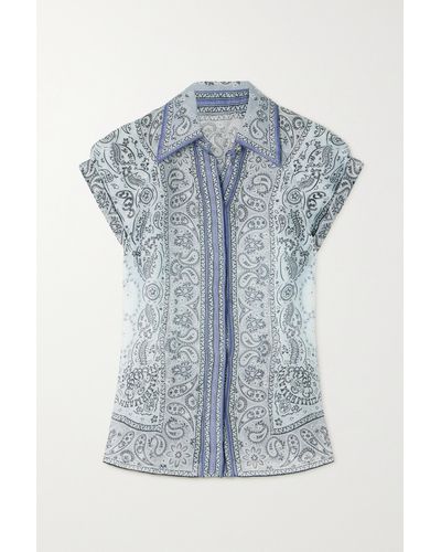 Zimmermann Matchmaker Printed Linen And Silk-blend Shirt - Blue