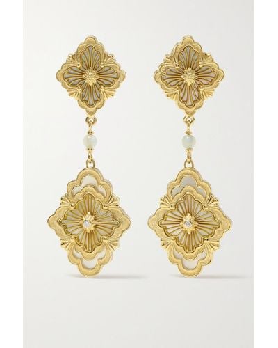 Buccellati Opera Tulle 18-karat Gold, Mother-of-pearl And Diamond Earrings - Metallic