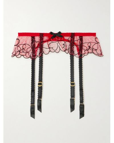 Agent Provocateur Maysie Embroidered Tulle Suspender Belt