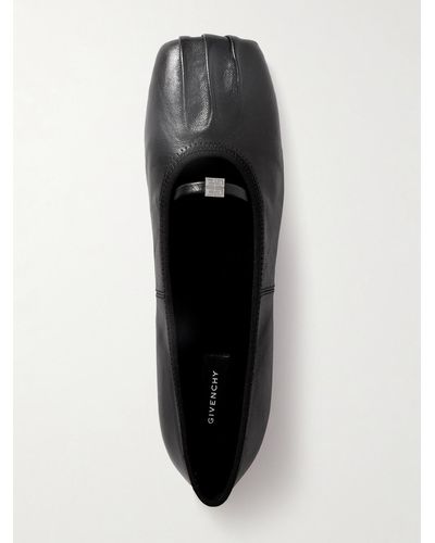 Givenchy Embellished Pleated Leather Ballet Flats - Black