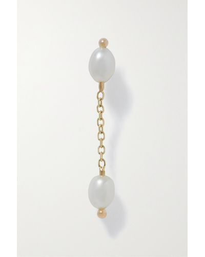 Wwake Short Shower Recycled Gold Pearl Single Earring - White