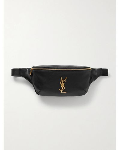 Saint Laurent Cassandre Textured-leather Belt Bag - Black