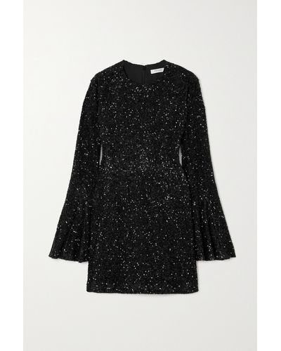 FRAME Sequined Crepe Mini Dress - Black