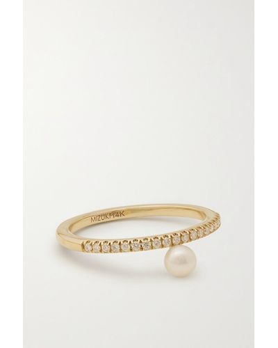 Mizuki Sea Of Beauty 14-karat Gold, Diamond And Pearl Ring - Natural