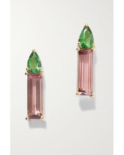 Loren Stewart + Net Sustain Chandelle 14-karat Recycled Gold, Tourmaline And Tsavorite Earrings - Pink