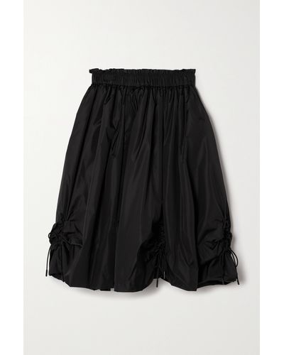 Simone Rocha Bow-detailed Ruched Taffeta Midi Skirt - Black