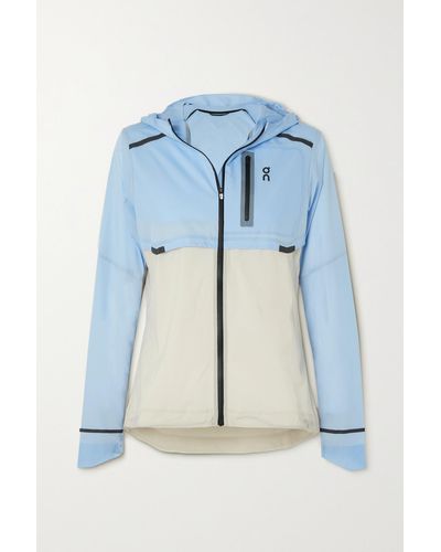 On Weather Hooded Paneled Recycled-ripstop Jacket - Blue