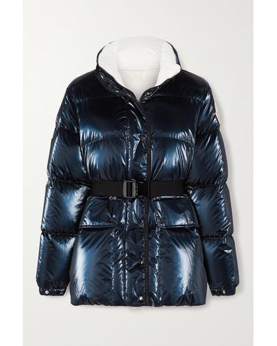 Moncler Herault Hooded Quilted Padded Glossed-shell Down Coat - Blue