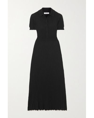 Gabriela Hearst Amor Ribbed Silk And Cashmere-blend Maxi Dress - Black