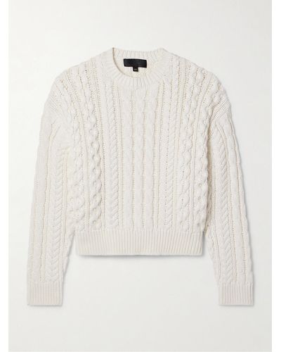 Nili Lotan Rory Cable-knit Cotton Jumper - White