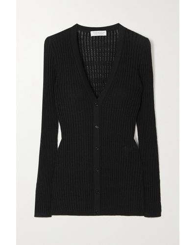 Gabriela Hearst Emma Pointelle-knit Cashmere And Silk-blend Cardigan - Black