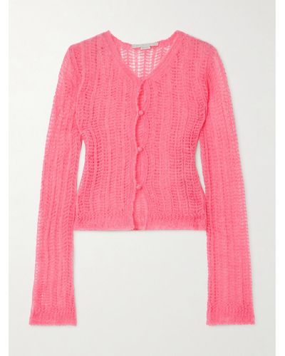 Stella McCartney + Net Sustain Cardigan Aus Einer Alpakawollmischung In Lochstrick - Pink